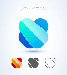 Vector abstract letter X logo design template. Material, origami paper, flat and line art style collection