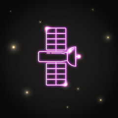 Neon space satellite icon in thin line style