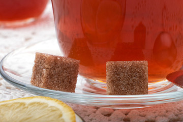 hot black tea with lemon and mint fragrant fresh glass glass still life hand glass