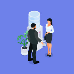 Isometric office life concept.