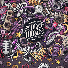 Cartoon vector doodles Disco music frame