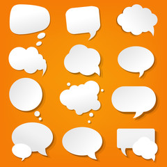 Speech Bubble Collection In Orange Background