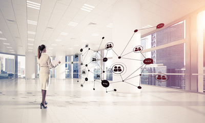 Obraz premium Networking and social communication concept as effective point f