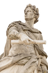 Fototapeta premium Roman emperor Julius Caesar statue isolated over white background