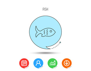 Fish icon. Seafood sign. Vegetarian food symbol.