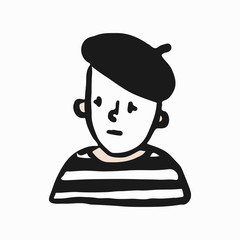 Sad French mime illustration