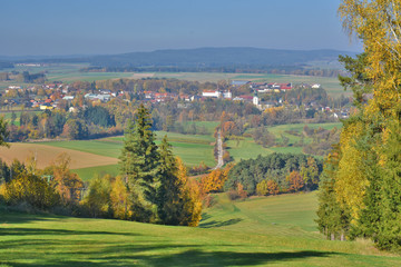 Fototapeta na wymiar A sight over Dobersberg from a nearby hill