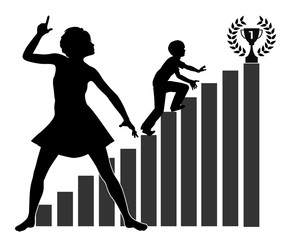 Stressed for success. Mother is pushing her child hard to reach peak performance in school....
