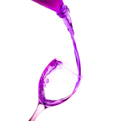 Pink liquid drink pour in wine glass 