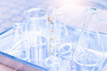 Chemistry Laboratory Beakers and Glassware for Experiment