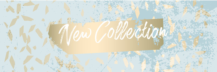 Worn Marble Gold and Pastel advertising background. Fashion artistic template for new collection sign board or sale banner design. Trendy chic and vintage old textures