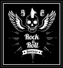 Rock n roll Forever Vector Illustration Black