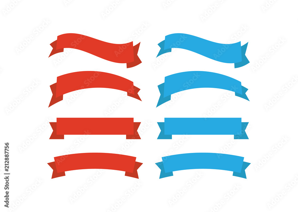 Wall mural glossy red ribbon vector. banner ribbon vector set