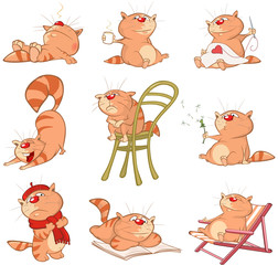 Set of Vector Cartoon Illustration. A Cute Cats for you Design