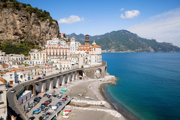 View of the village of Atrani on the beautiful Amalfi Coast of Italy