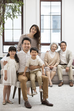Portrait of happy Chinese family