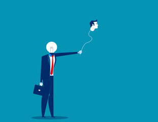 Business with balloon head. Concept business vector illustration. Holding, Human body part.