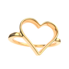 Wedding golden ring on the white background isolated 3d render