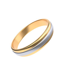 Male golden ring with sivler isolated on the white background 3d render