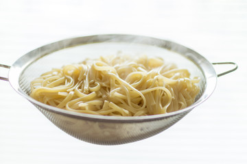 Freshly cooked spaghetti.