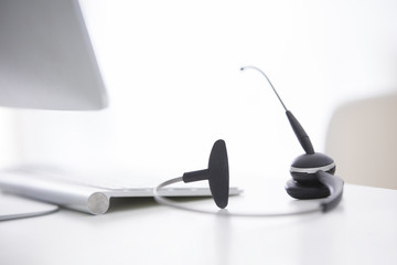 Headset on desk in office