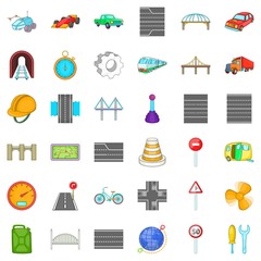 Bridge road icons set. Cartoon style of 36 bridge road vector icons for web isolated on white background