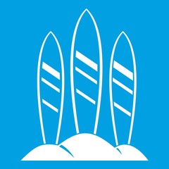 Serfing board icon white isolated on blue background vector illustration