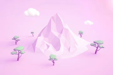 Peel and stick wall murals purple Lowpoly landscape