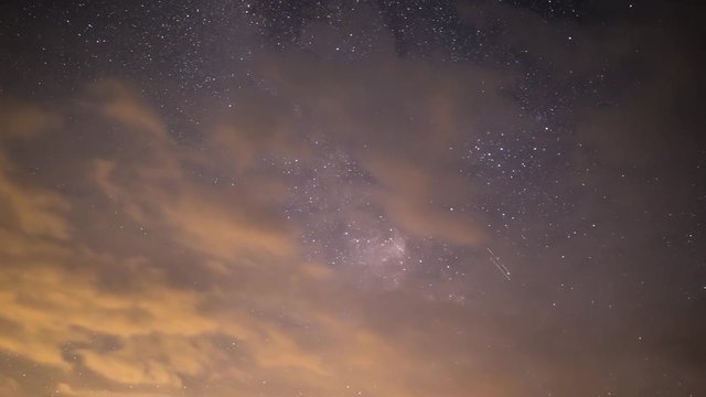 Milky Way & Golden Clouds Night Sky Time Lapse
