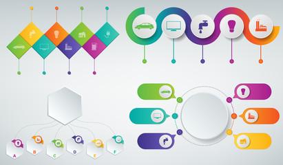 3D Infographics templates set. Business presentation concept. Vector