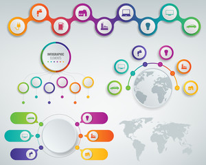 3D Infographics templates set. Business presentation concept. Vector