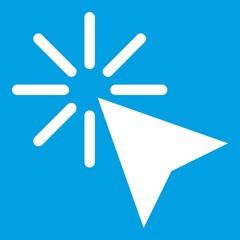 Click icon white isolated on blue background vector illustration