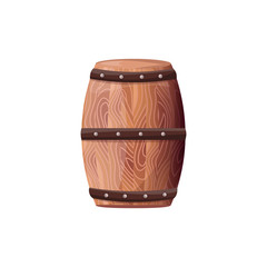 Wooden Barrel with Wine Vector on White Container