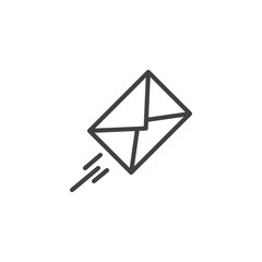 Express mail outline icon. linear style sign for mobile concept and web design. Flying envelope simple line vector icon. Symbol, logo illustration. Pixel perfect vector graphics