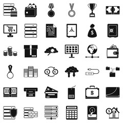 Business plan icons set. Simple style of 36 business plan vector icons for web isolated on white background