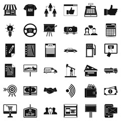 Finance business icons set. Simple style of 36 finance business vector icons for web isolated on white background