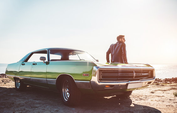 Man With Retro Car