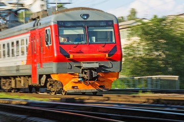 Train locomotive in motion