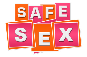 Safe Sex Orange Pink Squares Stripes 