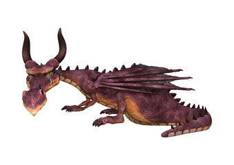 3D Rendering Fantasy Dragon on White