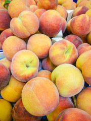 Fresh peaches in the super market showcase