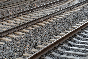 Fototapeta premium Railroad tracks detail close up