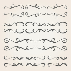 Calligraphic elements and page decoration. Vintage dividers, borders, frames