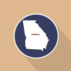 Map of the U.S. state of Georgia on a blue background. State nam