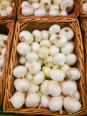 White onion on supermarket shelf