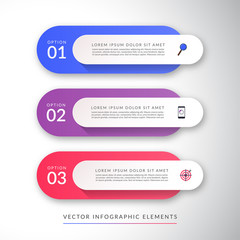 Infographic concept with 3 options. Clean colorful vector template that can be used for diagram, chart, graph, web design.