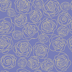 Stylish floral pattern with roses on a blue background