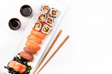  Top view of sushi set isolated over white © hitdelight