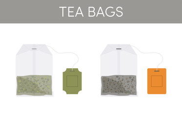 Tea bags vector icons