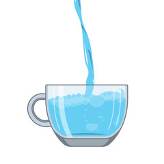 Pouring water into a cup, vector